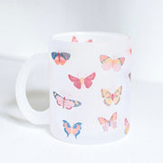 Butterfly Frosted Glass Mug