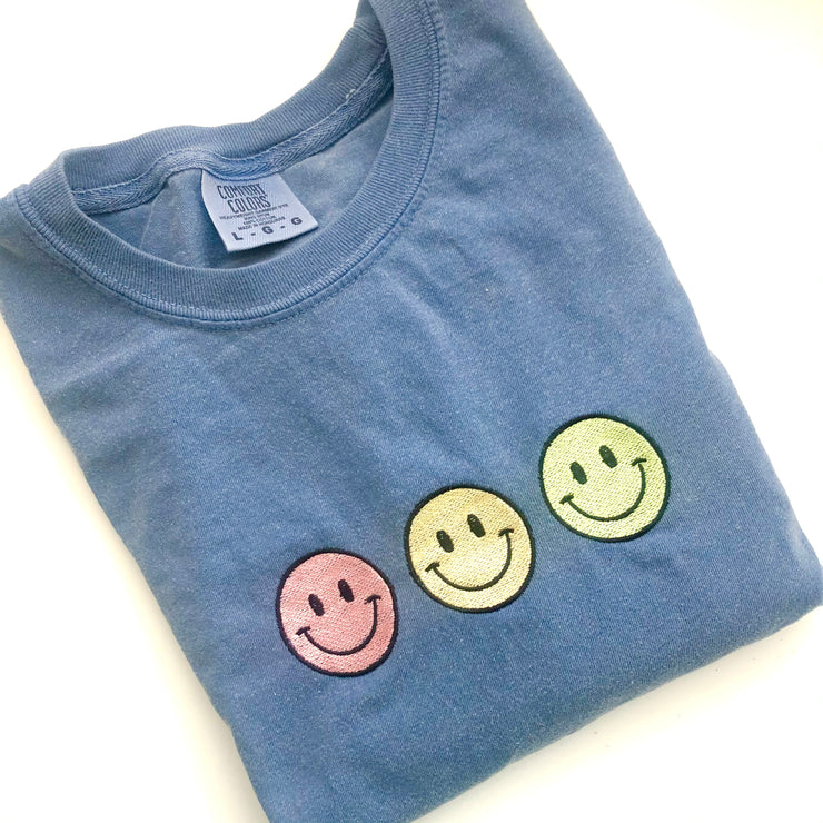 Smiley Face Embroidered Tee